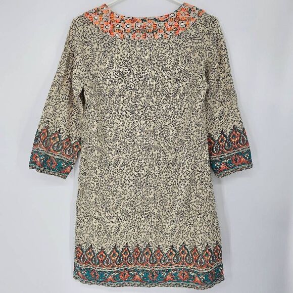 Lucky Brand Dashiki Shift Dress Cream Neon S - Picture 4 of 8